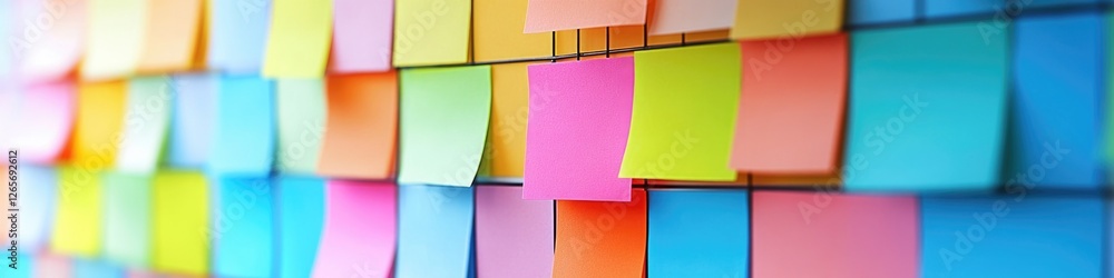 Poster a collection of colorful post-it notes stuck to a wall, ideal for office or home use