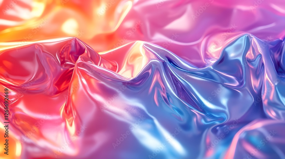 Poster A visually stunning and mesmerizing digital abstract background featuring a dynamic and fluid composition of vibrant iridescent swirls and captivating prismatic patterns