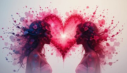 Artistic image of a woman with a heart