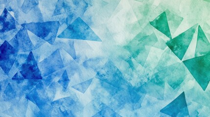 Abstract geometric pattern with blue and green triangles on a gradient background, suitable for modern designs and futuristic concepts