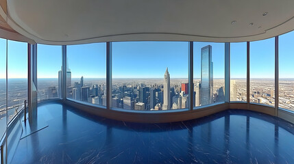 Obraz premium Panoramic NYC skyline view from skyscraper observatory