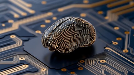 Sleek Ethereal Blue Brain Pulsating with Binary Code Aesthetic