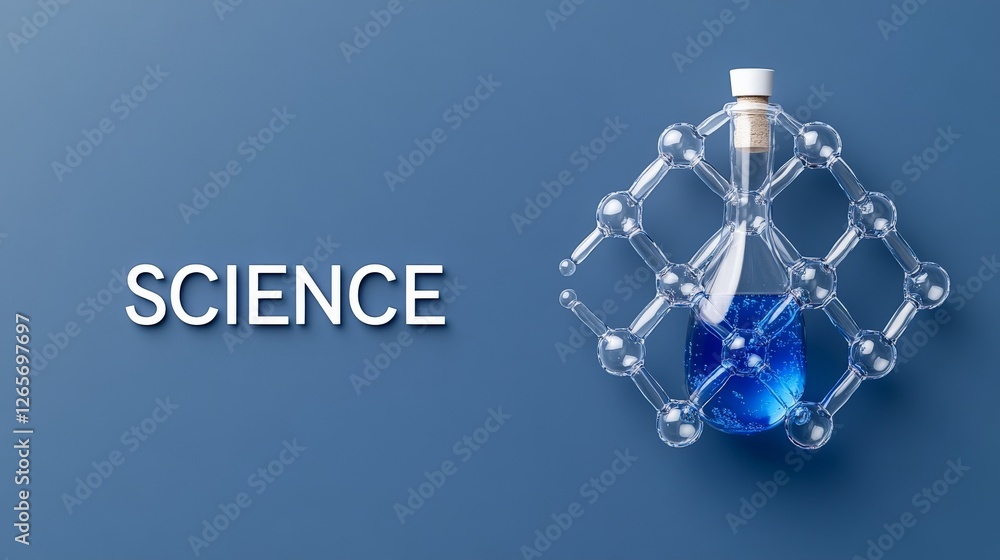 Poster sleek minimalist science website banner with laboratory flask