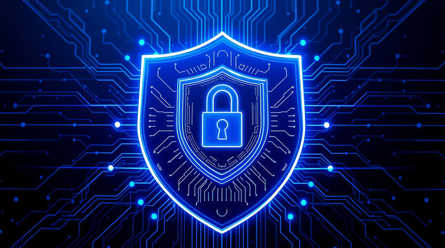 Cybersecurity Shield &ndash; Protecting Digital Data with Advanced Encryption, data protection, digital security, encryption, network security, secure data, cyber defense, online security, firewall.