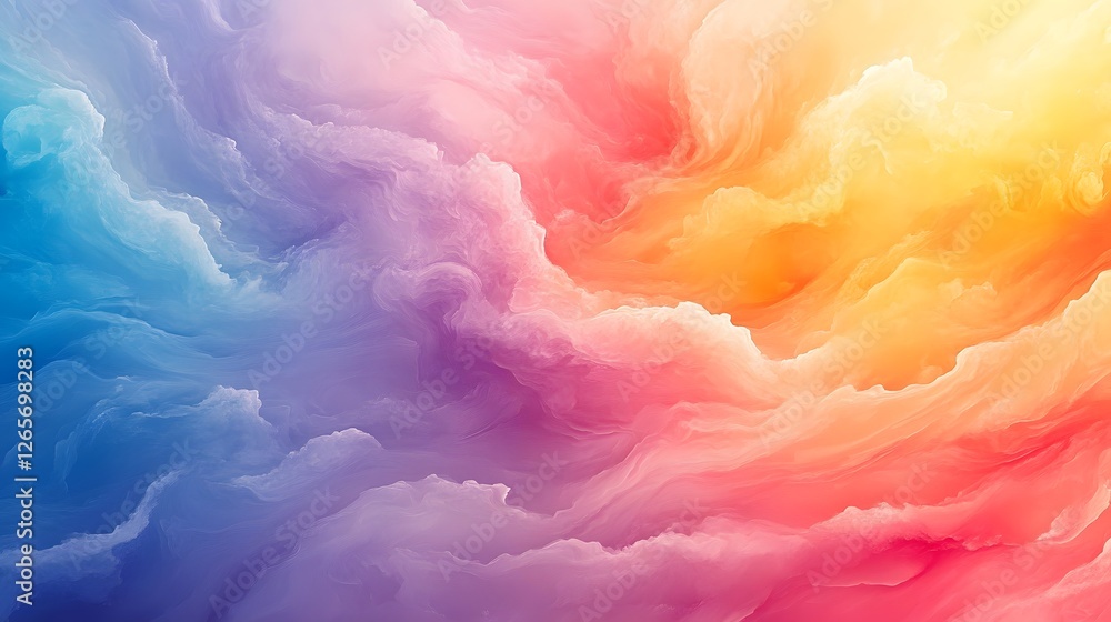 Poster breathtaking abstract landscape background with vibrant gradient colors and ethereal cloud formation