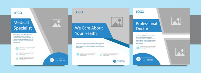Medical healthcare social media post flyer design and hospital clinic or doctor social media post template