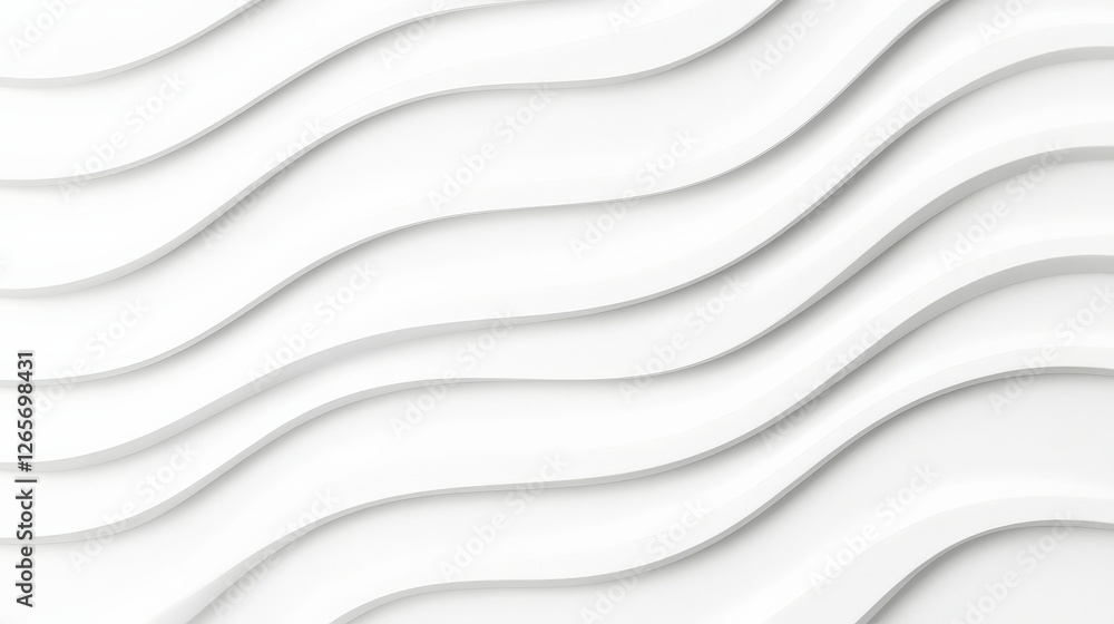 Poster Soft Ethereal Backdrop with Smooth Light Gray Waves on White Surface