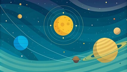 A space scene with planets, Craft a celestial background with planets and stars