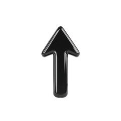 Black arrow pointer, glossy finish, white isolated background.