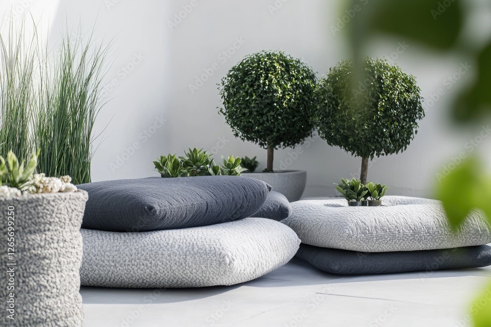 Poster A pair of pillows resting on the floor with a simple and clean background