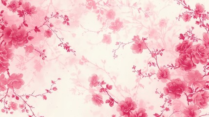 Pink Floral Watercolor Painting: Delicate Roses and Branches