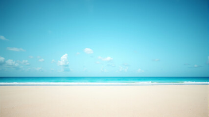 Fototapeta premium Serene Beach Landscape Under Clear Blue Sky