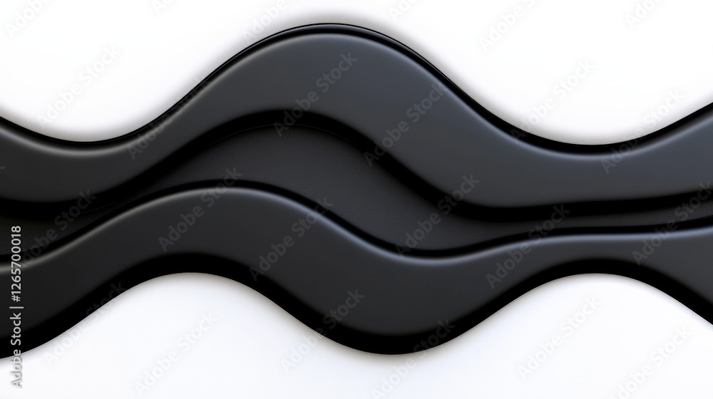 Poster intricate black waves on a stark white backdrop with abstract design