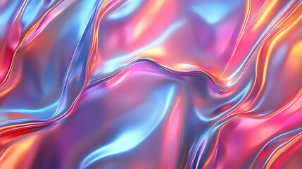 Fototapeta premium Captivating abstract background featuring dynamic flowing waves of vibrant iridescent colors in a surreal ethereal digital landscape Psychedelic luminous and shimmering aesthetic with a modern