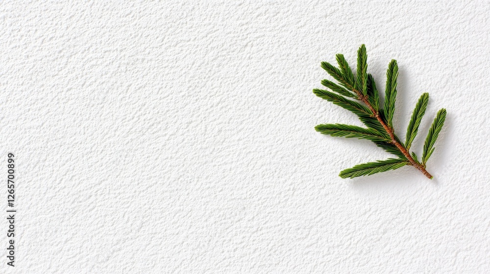 Poster stark gray canvas with evergreen branch highlighted by sunlight