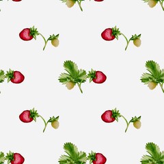 Watercolor strawberries seamless pattern for textile and wallpaper design