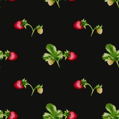 Delightful strawberries in seamless watercolor pattern for textile and wrapping designs