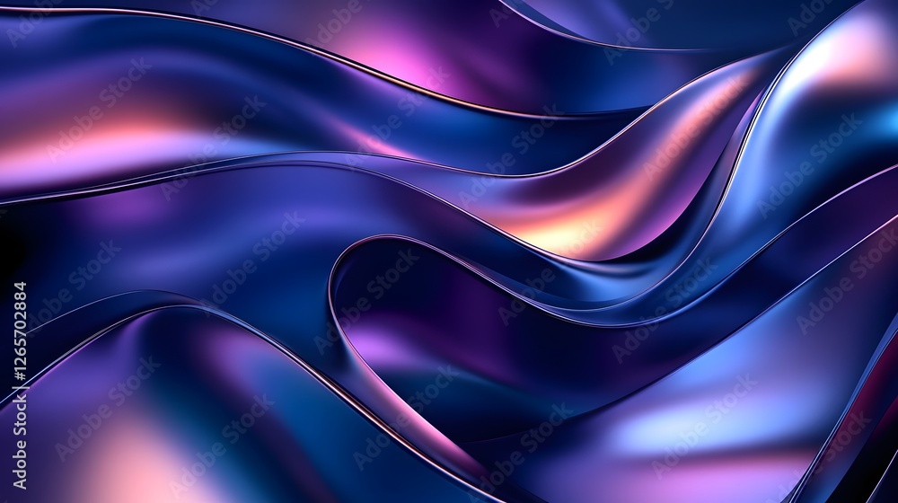 Poster captivating abstract fluid waves in vibrant digital colors smooth silky swirling patterns and gradie