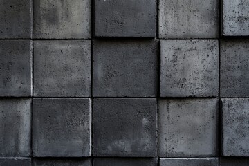 Naklejka premium A black and white image of a wall constructed from concrete blocks, great for architectural or urban landscape shots