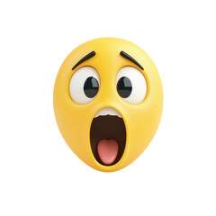 Fototapeta premium Surprised emoji face with wide-open eyes and mouth, white isolate background.