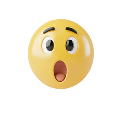 Fototapeta premium Surprised emoji with mouth open and expressive eyes on a white isolated background.