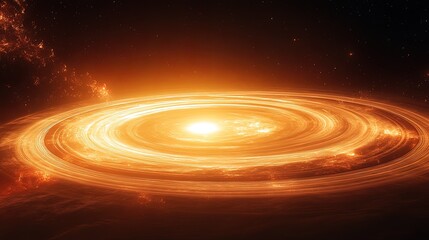 Obraz premium A planet-sized energy core encased in shimmering metallic rings, glowing with untold power 