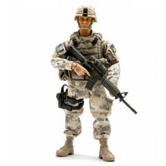 Fototapeta premium Soldier action figure doll isolated on white background photography