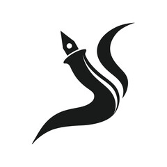 A minimalist logo of a pen nib transitioning into flowing waves, symbolizing creativity and fluid thinking