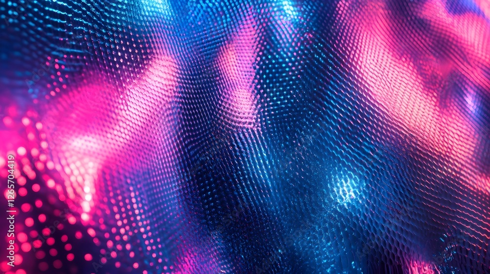 Poster Captivating digital art background featuring a mesmerizing display of neon colored mosaic patterns geometric shapes and glowing lights  The hypnotic prismatic design creates a futuristic ethereal