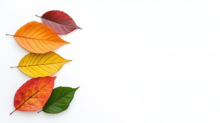 Obraz premium Autumn Leaves Displayed on White Background Capturing Nature's Palette