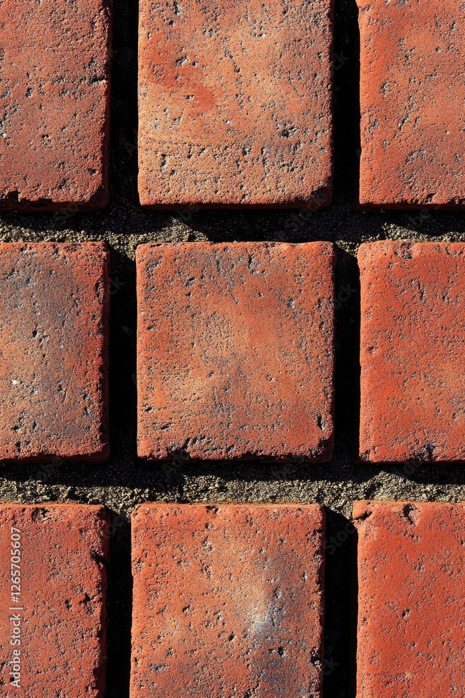 Poster A detailed shot of a red brick wall with textured surface and subtle color variations
