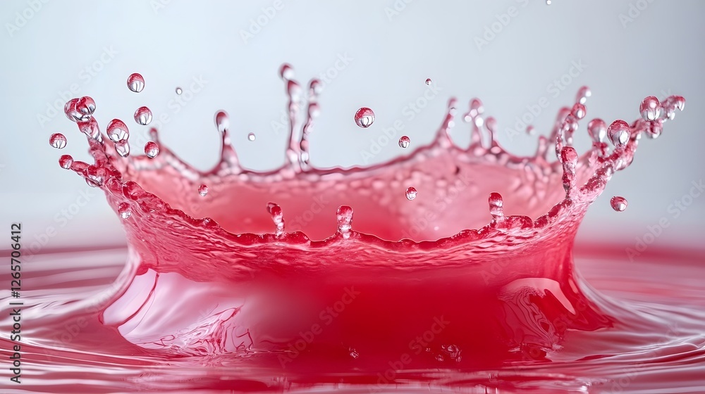 Aufkleber Captivating image of a vibrant red liquid splash with dynamic water droplets and mesmerizing abstract shapes creating a visually striking and water based composition