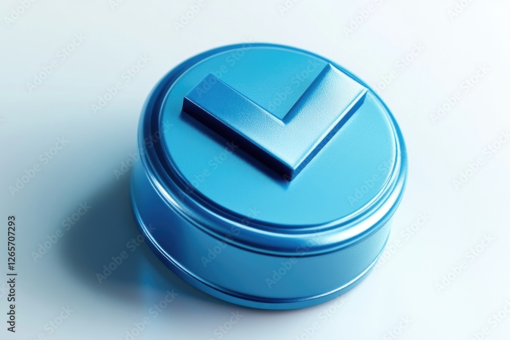 Poster close-up shot of a metal container with a blue lid, suitable for use in still life or product photog