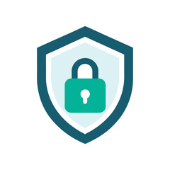 A shield icon integrated with a lock, symbolizing cybersecurity and protection