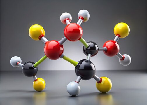 Dimethyl Sulfoxide (DMSO) Molecule: 3D Render on Grey Background
