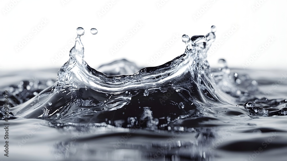 Poster Captivating splash of water in motion showcasing the fluid dynamics and transparency of the liquid  This abstract image captures the energy and movement of water