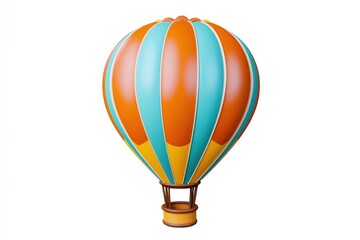 Naklejka premium 3D hot air balloon icon, modern and vibrant leisure flight design on white backdrop.
