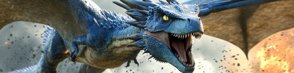 Obraz premium A close-up shot of a dragon's mouth, open and ready to roar