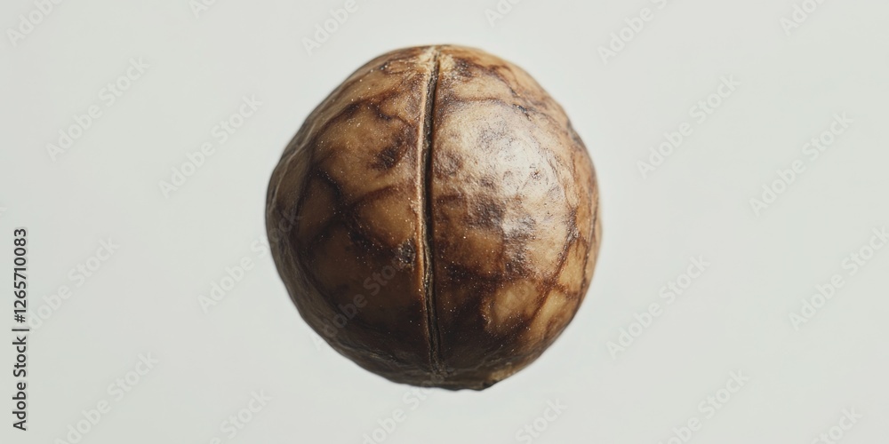 Aufkleber A close-up view of a nut shell on a white surface, perfect for illustrations and design projects