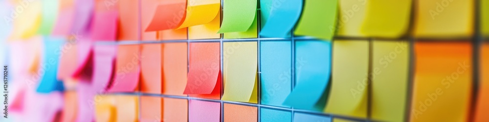 Poster a collection of colorful post-it notes hung on a wall with various reminders and ideas