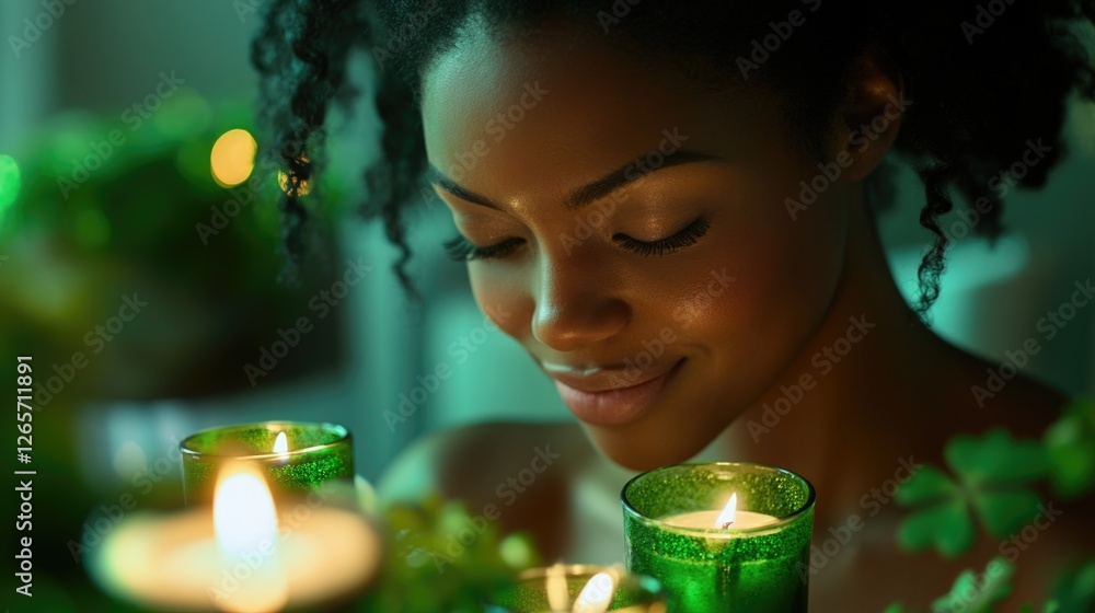 Poster a person holding a lit candle in front of their face, creating a mysterious and intimate atmosphere
