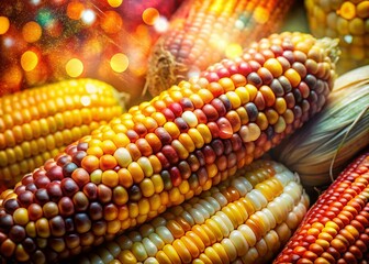 Double Exposure: Corn Grain Close-up Abstract Food Background