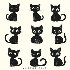 Fototapeta premium Editable Set Cat Illustration