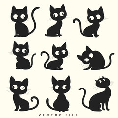 Fototapeta premium Editable Set Cat Illustration