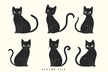 Obraz premium Editable Set Cat Illustration