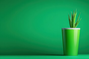Vibrant Cactus in Speckled Pot on Turquoise Background, Minimalist Greenery Touch