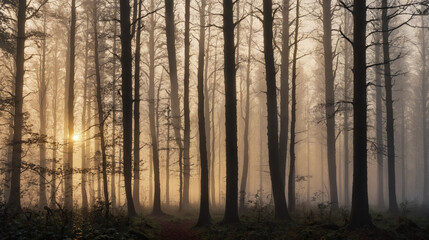 Obraz premium Dreamy Misty Forest at Sunrise