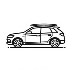 Fototapeta premium Side view of a modern car equipped with a roof rack, ideal for transporting luggage and sports equipment during road trips