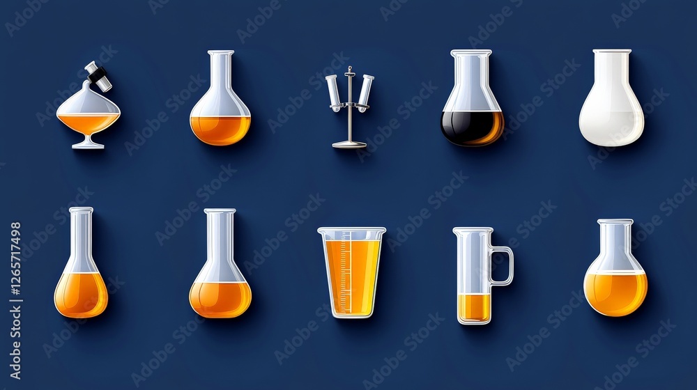 Poster vibrant array of science experiment tools featuring beakers and flasks