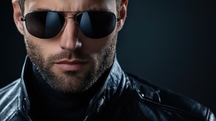 Obraz premium A man wearing sunglasses and a black jacket